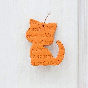 가죽라벨]고양이글씨무늬-오렌지(112004) 
