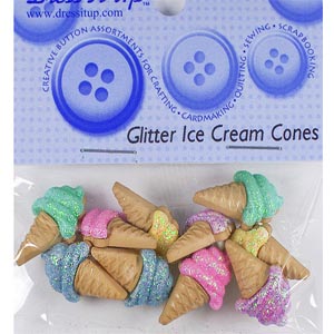 수입단추-2]Glitter Ice Cream Cones-4816 