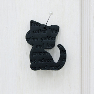 가죽라벨]고양이글씨무늬-블랙(112001) 